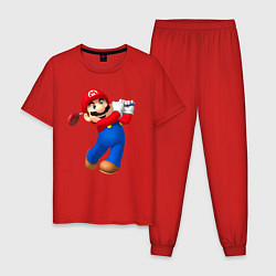 Пижама хлопковая мужская Марио - крутейший гольфист Super Mario, цвет: красный