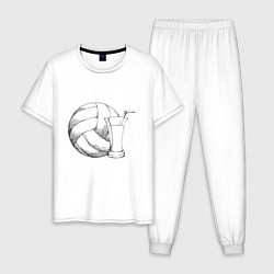 Пижама хлопковая мужская Volleyball Juice, цвет: белый