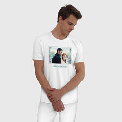 Пижама хлопковая мужская Bridgerton love couple, цвет: белый — фото 2