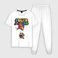 Пижама хлопковая мужская Mario and Goomba Super Mario, цвет: белый