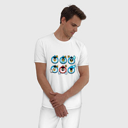 Пижама хлопковая мужская Значки на Мистера П Пины Бравл Старс Mr P, цвет: белый — фото 2