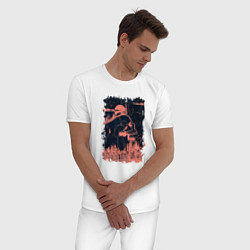 Пижама хлопковая мужская Скала Череп и Бег, цвет: белый — фото 2