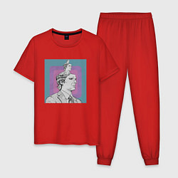 Пижама хлопковая мужская Разделение 2022, цвет: красный