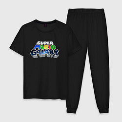 Пижама хлопковая мужская Super Mario Galaxy logo, цвет: черный