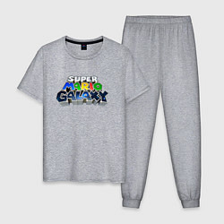 Пижама хлопковая мужская Super Mario Galaxy logo, цвет: меланж