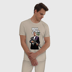 Пижама хлопковая мужская GTA 5 Mafia, цвет: миндальный — фото 2