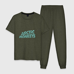 Пижама хлопковая мужская Надпись Arctic Monkeys, цвет: меланж-хаки