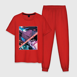 Пижама хлопковая мужская Джотаро Куджо из ДжоДжо, цвет: красный