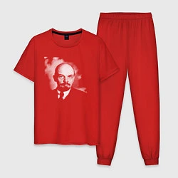 Пижама хлопковая мужская Владимир Ленин, цвет: красный