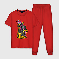 Пижама хлопковая мужская Fortnite Молнии, цвет: красный