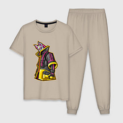 Пижама хлопковая мужская Fortnite Молнии, цвет: миндальный