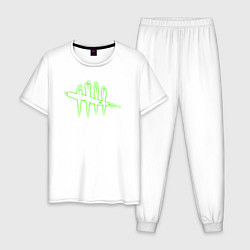 Пижама хлопковая мужская Dead by daylight зеленый лого, цвет: белый