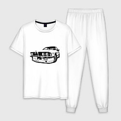 Пижама хлопковая мужская Auto BMW, цвет: белый