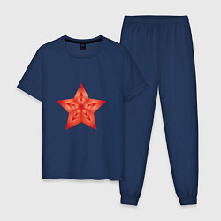 Пижама хлопковая мужская Звезда векторная, цвет: тёмно-синий