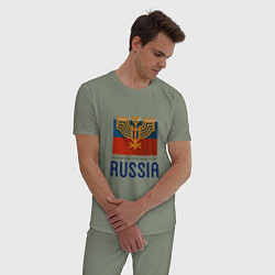 Пижама хлопковая мужская Russia - Союз, цвет: авокадо — фото 2