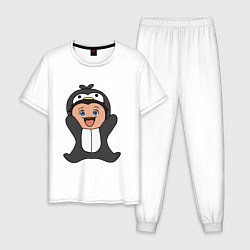 Пижама хлопковая мужская Фил пингвин Обещанный Неверленд, цвет: белый
