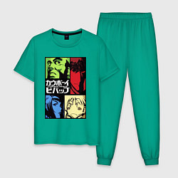 Пижама хлопковая мужская Space cowboys, цвет: зеленый