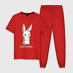 Пижама хлопковая мужская Заяц хочет кофе, цвет: красный