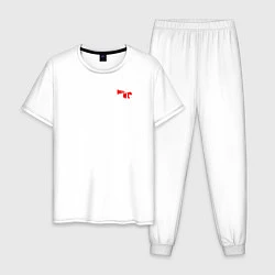 Пижама хлопковая мужская Noize mc красное лого, цвет: белый