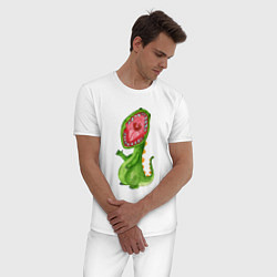 Пижама хлопковая мужская Пасть динозавра, цвет: белый — фото 2