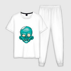 Пижама хлопковая мужская Fear Zombie, цвет: белый