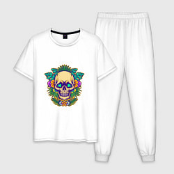 Пижама хлопковая мужская Summer - Skull, цвет: белый