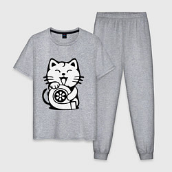 Пижама хлопковая мужская JDM Cat & Engine Japan, цвет: меланж