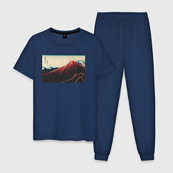 Пижама хлопковая мужская Sanka Hakuu Гора Фудзи, цвет: тёмно-синий