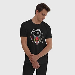 Пижама хлопковая мужская Hellfire Club Sticker Stranger Things 4, цвет: черный — фото 2