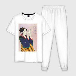 Пижама хлопковая мужская Fumiyomu Onna Портрет девушки, цвет: белый