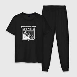 Пижама хлопковая мужская New York Rangers Серый, цвет: черный