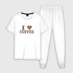 Пижама хлопковая мужская I love coffee!, цвет: белый