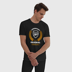 Пижама хлопковая мужская Лого Arsenal и надпись Legendary Football Club, цвет: черный — фото 2