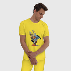 Пижама хлопковая мужская THE RECKLESS BIKER, цвет: желтый — фото 2