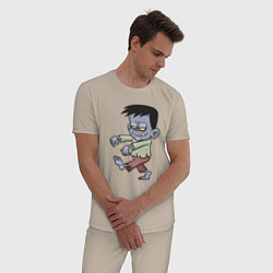 Пижама хлопковая мужская Walking Zombie, цвет: миндальный — фото 2