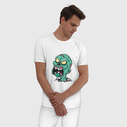 Пижама хлопковая мужская Scary Zombie, цвет: белый — фото 2