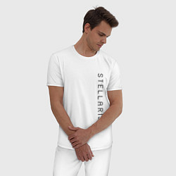 Пижама хлопковая мужская Стелларис Вертикальное лого, цвет: белый — фото 2