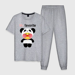 Пижама хлопковая мужская LaLaFanFan Panda, цвет: меланж