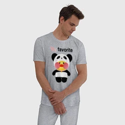 Пижама хлопковая мужская LaLaFanFan Panda, цвет: меланж — фото 2