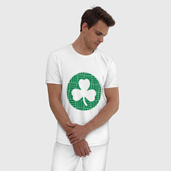 Пижама хлопковая мужская Green Celtics, цвет: белый — фото 2
