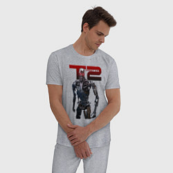 Пижама хлопковая мужская Terminator 2 - T800, цвет: меланж — фото 2