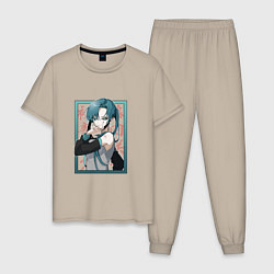 Пижама хлопковая мужская Hatsune Miku Drain, цвет: миндальный