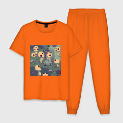 Пижама хлопковая мужская Kodama - playtime цвета оранжевый — фото 1