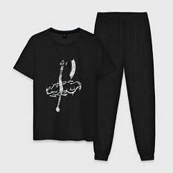Пижама хлопковая мужская Боевой топор и колючий венок, цвет: черный