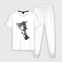 Пижама хлопковая мужская Крутой боевой тату-топор, цвет: белый