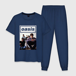 Пижама хлопковая мужская Рок-группа OASIS, цвет: тёмно-синий