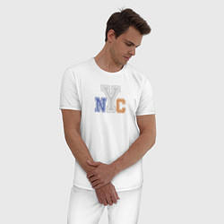 Пижама хлопковая мужская NYC New York City, цвет: белый — фото 2