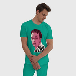 Пижама хлопковая мужская Fight club - Edward Norton, цвет: зеленый — фото 2