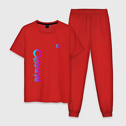 Пижама хлопковая мужская Chaoseum Neon logo, цвет: красный
