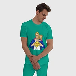 Пижама хлопковая мужская SUPER FAVORITE DAD, цвет: зеленый — фото 2